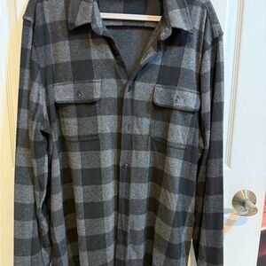 Faherty Charcoal and Black Checkered Shirt